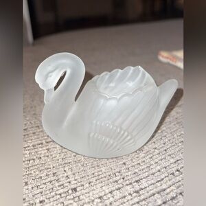 ‼️SOLD‼️ Vintage Frosted Glass Swan Candleholder